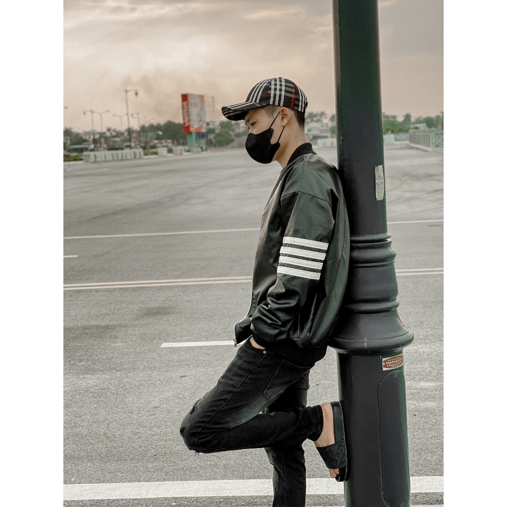 Áo khoác nam boy phố Da Thome Jacket May 4 sọc trắng