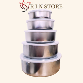 Hộp Inox Có Nắp Set 5 Thố Inox 304 Đựng Thực Phẩm Kèm Nắp Nhựa Silicon Kín Đa Năng Tiện Lợi RIN