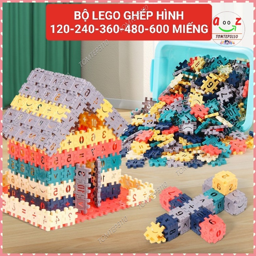 Lego Xếp Hình Lắp Ghép 600 - 480 - 360 - 240 - 120 Miếng KT 3.6cm x 3.6cm và 3cm x 3cm Cho Bé Không Có Hộp Đựng