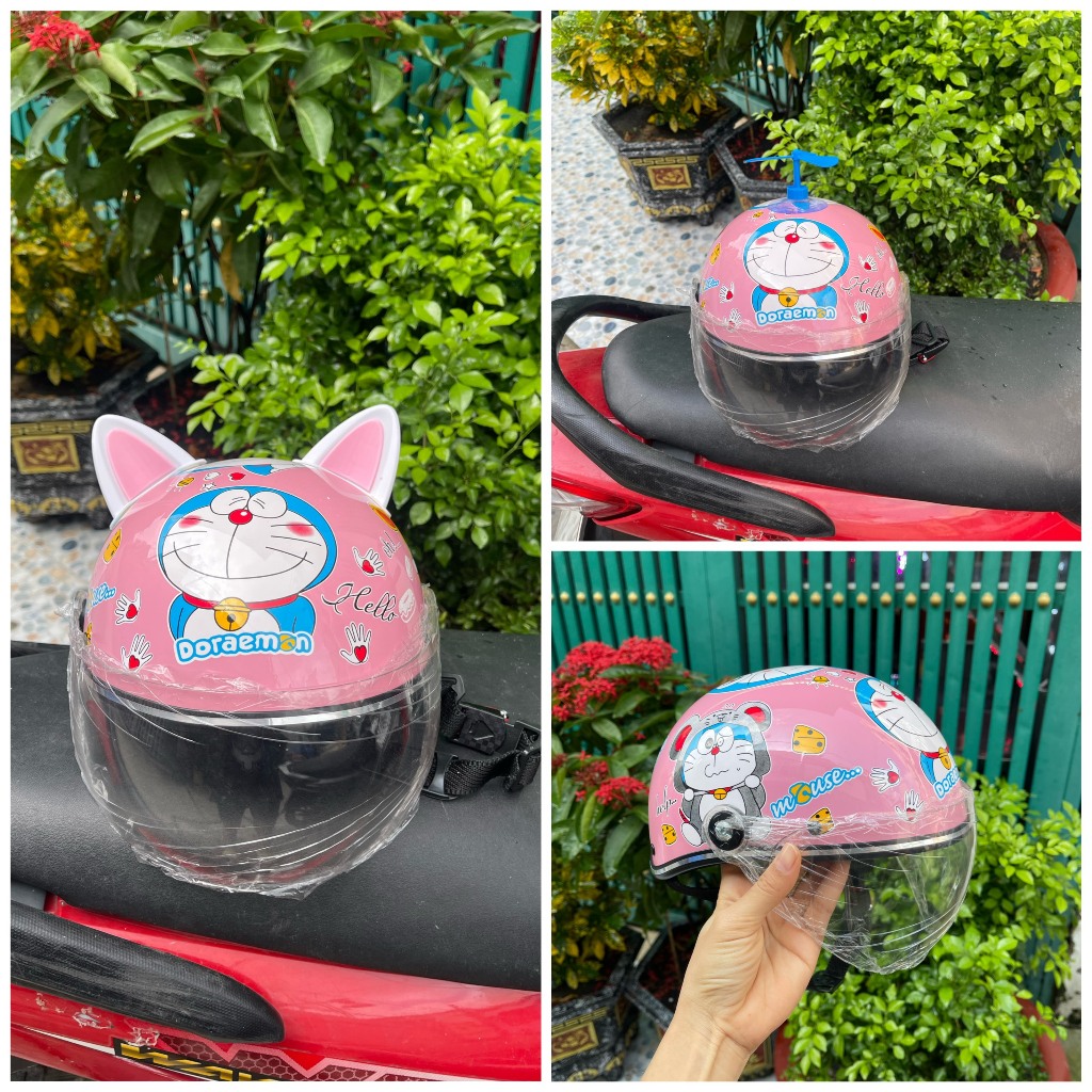 Nón bảo hiểm droremon full tem cho bé từ 2t đến 8t
