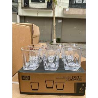 Bộ 6 chiếc cốc thuỷ tinh deli trắng