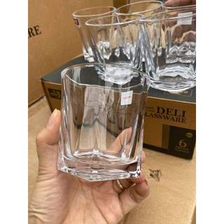 Bộ 6 chiếc cốc thuỷ tinh deli trắng