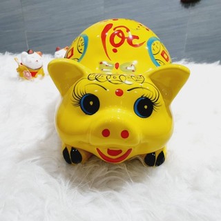 Heo đất đẹp lợn gánh tiền gốm sứ size 2 và size 3