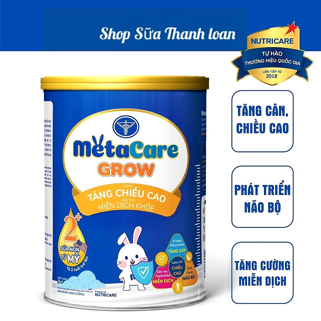 [HSD T6-2025] Sữa Bột Nutricare MetaCare GROW 2+ Tăng Chiều Cao Và Miễn Dịch 850g.