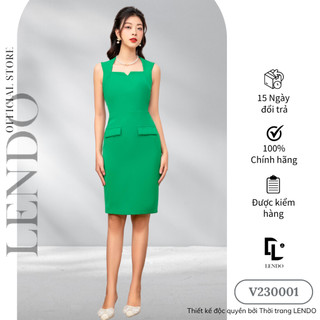  Đầm Váy Công Sở LENDO V230001 Dáng Ôm Không Tay Cổ Vuông Cách Điệu Áo Khoác Croptop