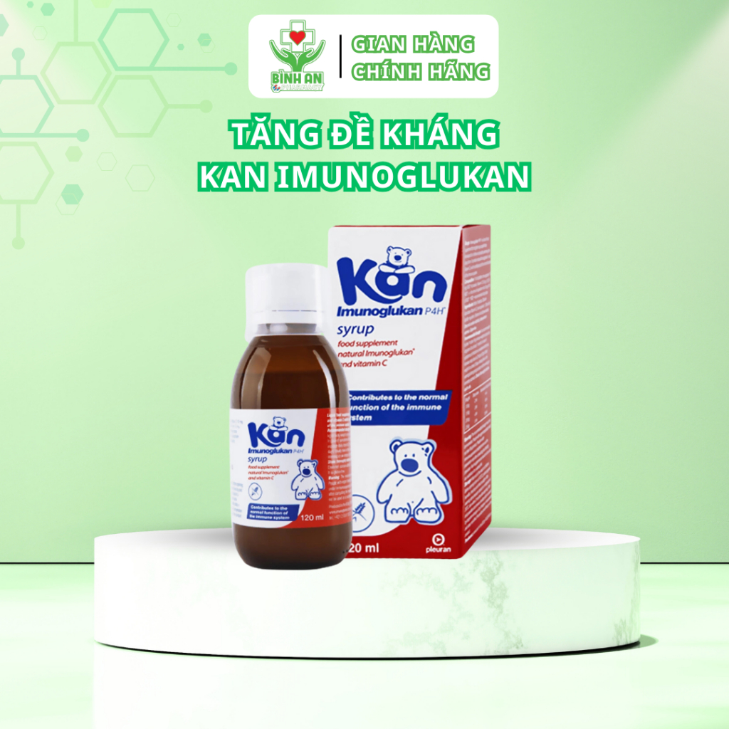 Siro Kan ImunoGlukan giúp bé tăng cường đề kháng, giảm tần suất mắc bệnh viêm đường hô hấp 120ml - NT Bình An