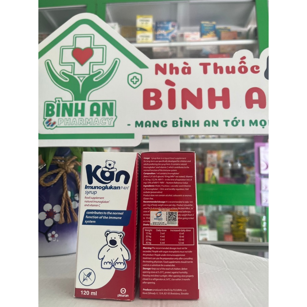Siro Kan ImunoGlukan giúp bé tăng cường đề kháng, giảm tần suất mắc bệnh viêm đường hô hấp 120ml - NT Bình An