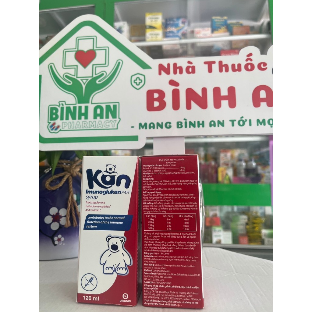 Siro Kan ImunoGlukan giúp bé tăng cường đề kháng, giảm tần suất mắc bệnh viêm đường hô hấp 120ml - NT Bình An