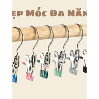 Set 5 kẹp phơi không gỉ chống gió móc inox phơi khăn / quần áo đa năng chống gió có móc treo cho nhà bếp / phòng tắm