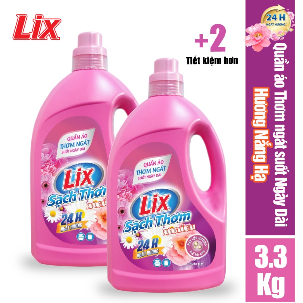 COMBO 2 chai nước giặt LIX Sạch Thơm hương nắng hạ (2 chai x 3.3kg) N7301