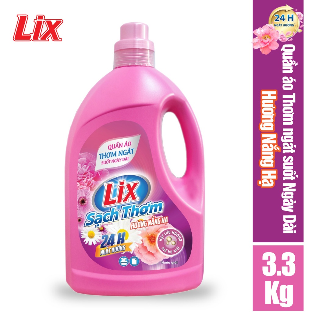 COMBO 2 chai nước giặt LIX Sạch Thơm hương nắng hạ (2 chai x 3.3kg) N7301