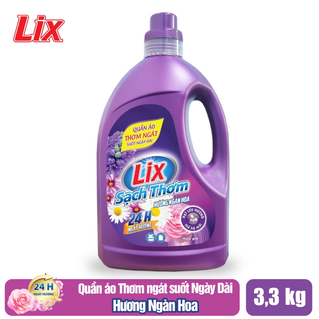 Nước giặt LIX Sạch Thơm hương ngàn hoa 3.3kg N7401