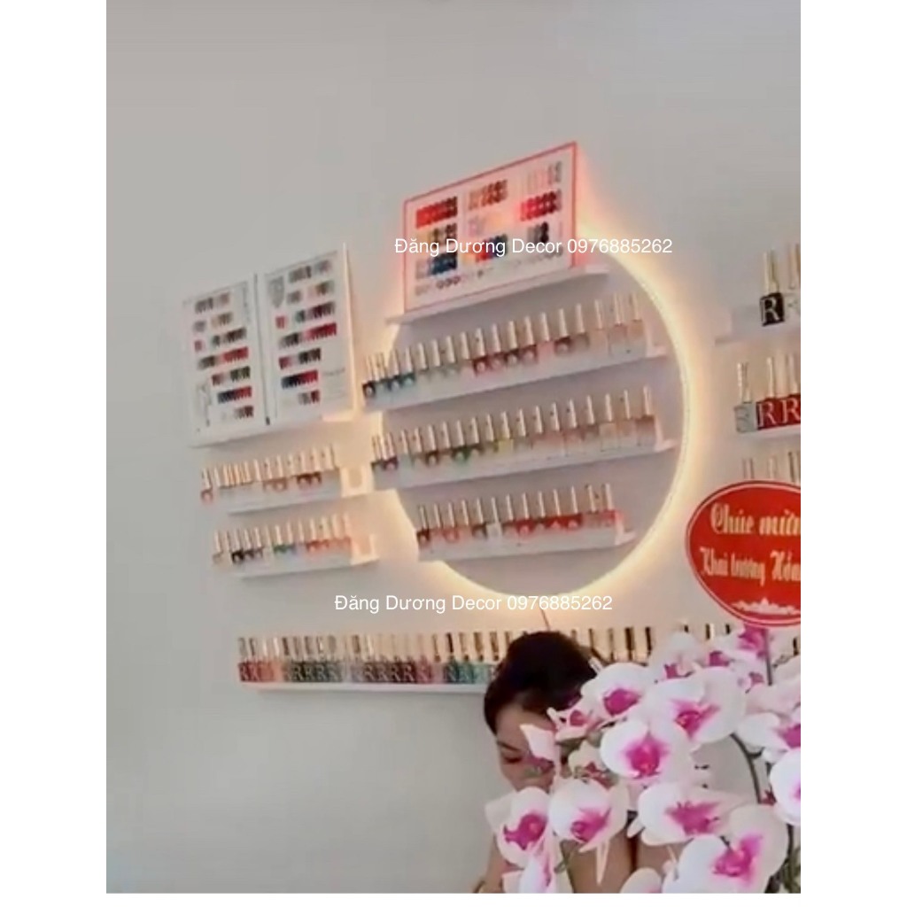 SET KỆ NAIL "TRÒN ĐÈN KÈM THANH NGANG" - MẪU CHUẨN KÍCH THƯỚC PHÙ HỢP PHÒNG NAIL