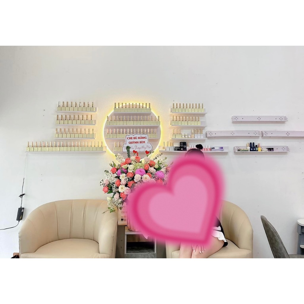 SET KỆ NAIL "TRÒN ĐÈN KÈM THANH NGANG" - MẪU CHUẨN KÍCH THƯỚC PHÙ HỢP PHÒNG NAIL