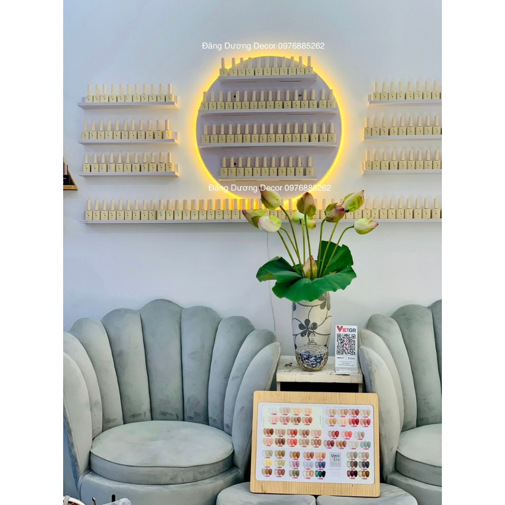 SET KỆ NAIL "TRÒN ĐÈN KÈM THANH NGANG" - MẪU CHUẨN KÍCH THƯỚC PHÙ HỢP PHÒNG NAIL