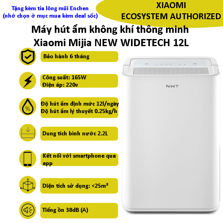 Máy hút ẩm thông minh Xiaomi Mijia NEW WIDETECH 12L - Bảo hành 6 tháng - Shop Điện Máy Center