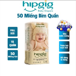 100 miếng Tã bỉm HIPGIG, đủ size M-6XL, thun mông chống xệ bỉm, thun lưng đệm mây thấm hút tốt.