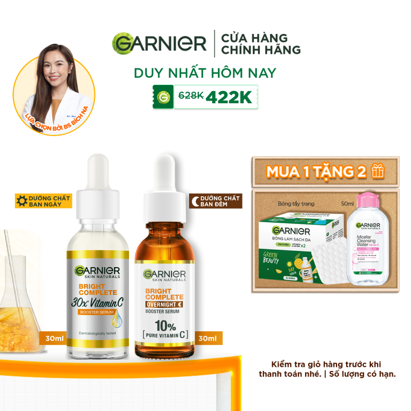 Bộ đôi Dưỡng chất Vitamin C Ngày & Đêm Garnier Bright Complete dưỡng sáng da ( 30ml X2)