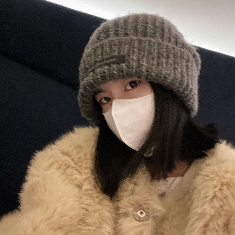 Mũ len nón trùm đầu nữ mùa đông ấm áp tag dài style Hàn Quốc, M203