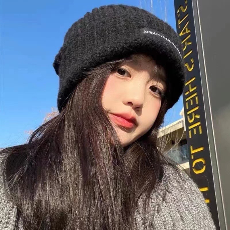 Mũ len nón trùm đầu nữ mùa đông ấm áp tag dài style Hàn Quốc, M203
