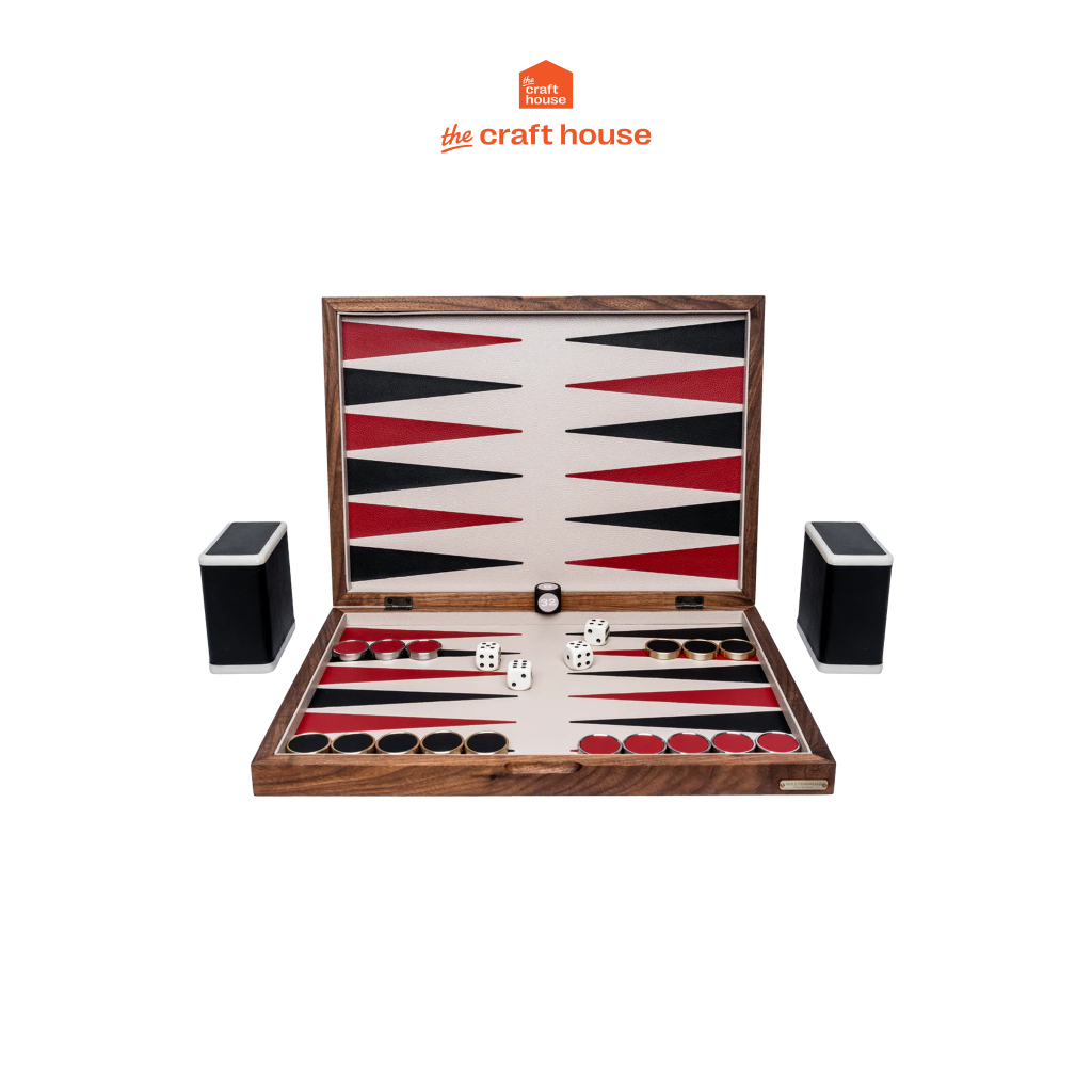 Bộ cờ backgammon MAZTERMIND bàn cờ gỗ phối da cao cấp - sang trọng