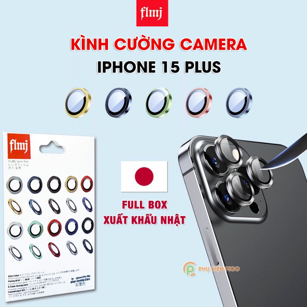 Dán camera Iphone 15 Plus - Dán mắt Camera Iphone 15 Plus kim loại siêu cứng FLMJ - Dán bảo vệ camer