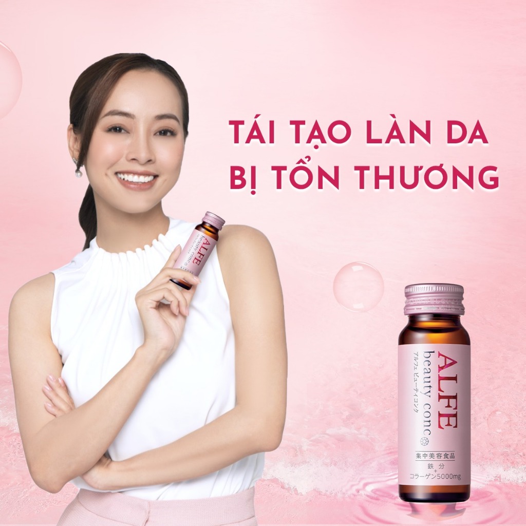 Collagen uống ALFE Beauty Conc hỗ trợ tăng đàn hồi da, giúp da sáng đẹp Hộp 30 chai x 50ml - Chính hãng