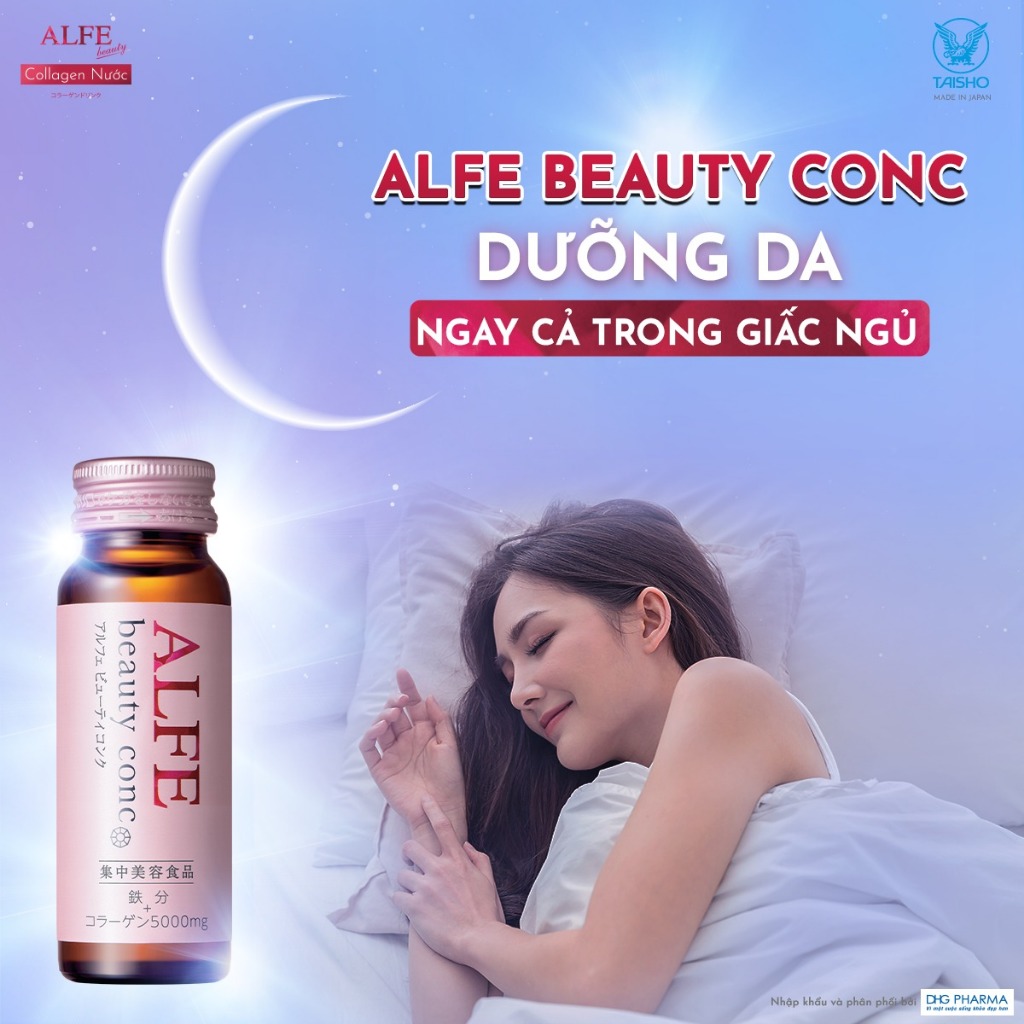 Collagen uống ALFE Beauty Conc hỗ trợ tăng đàn hồi da, giúp da sáng đẹp Hộp 30 chai x 50ml - Chính hãng
