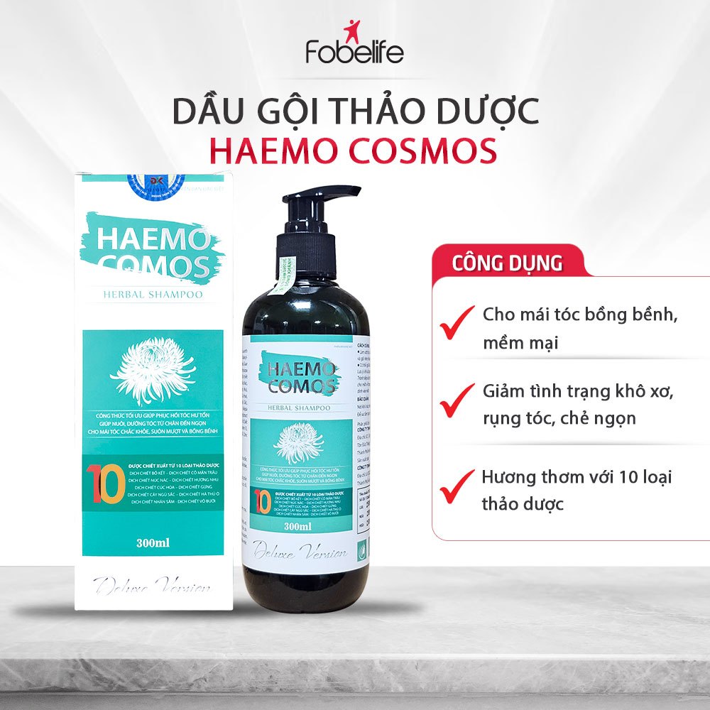 Dầu Gội Haemo Cosmos Fobe 10 Loại Thảo Dược, Giúp Giảm Ngứa, Sạch Gàu Mềm Mượt Tóc