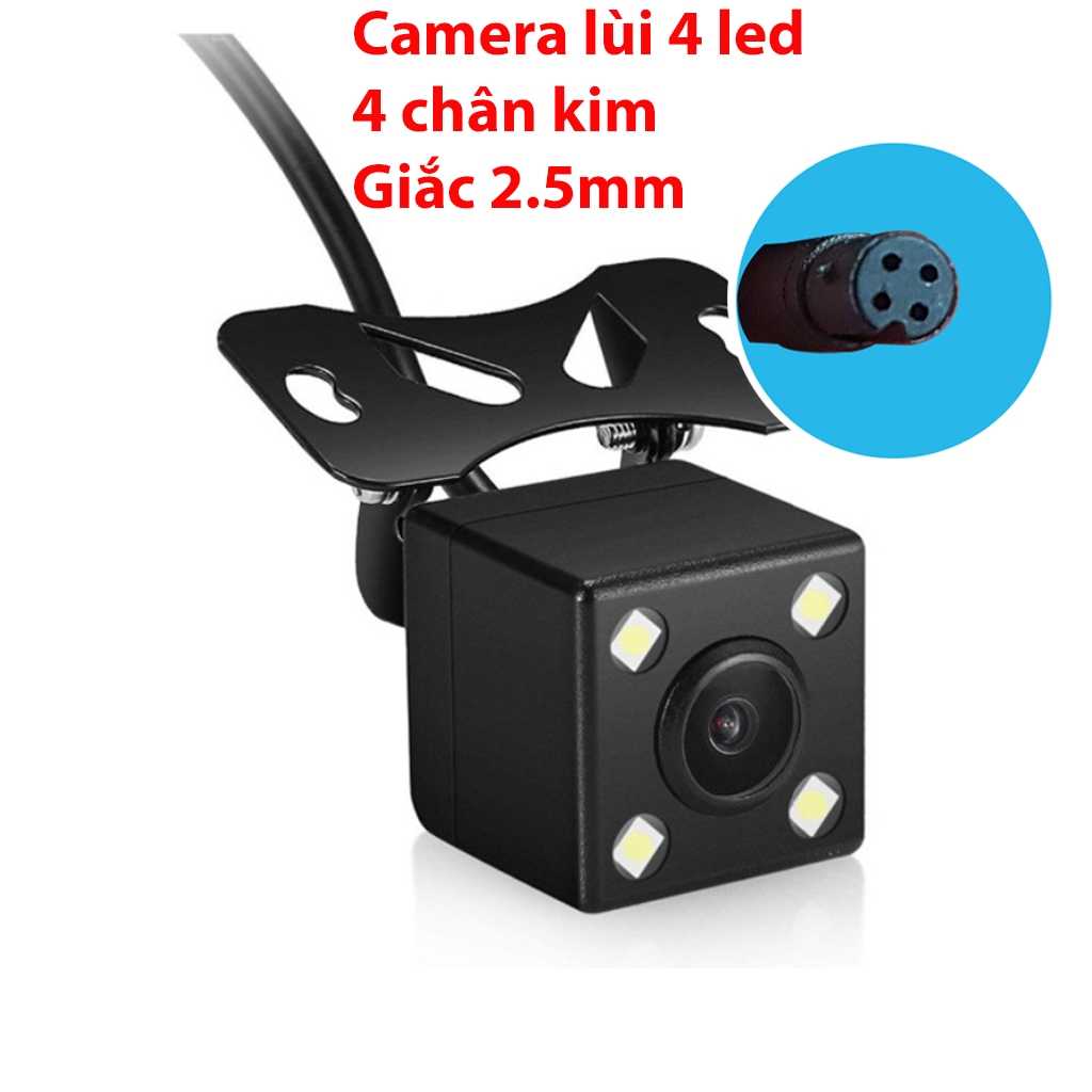 Camera lùi 4 led, 4 chân, dùng cho camera hành trình, dây 5,5m, jack cắm 2.5mm