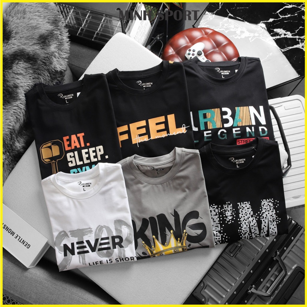 Áo Thun Nam Cổ Tròn Màu Đen In Chữ Eat Sleep Big Size mã AO.103