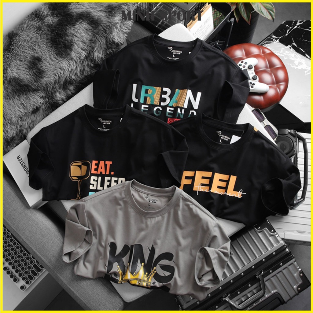 Áo Thun Nam Cổ Tròn Màu Đen In Chữ Eat Sleep Big Size mã AO.103