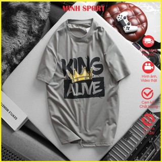 Áo thun nam cổ tròn màu xám in chữ king big size mã ao.105
