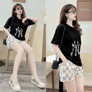 SÉT BỘ NỮ NGẮN COTTON PHỐI 3D CAO CẤP