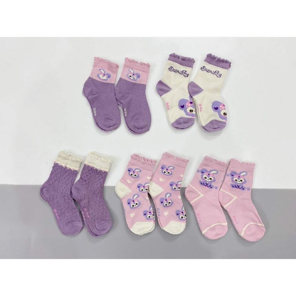 Sét 5 Đôi Tất Vớ Cotton Hình Thỏ Tím Xinh Sắn