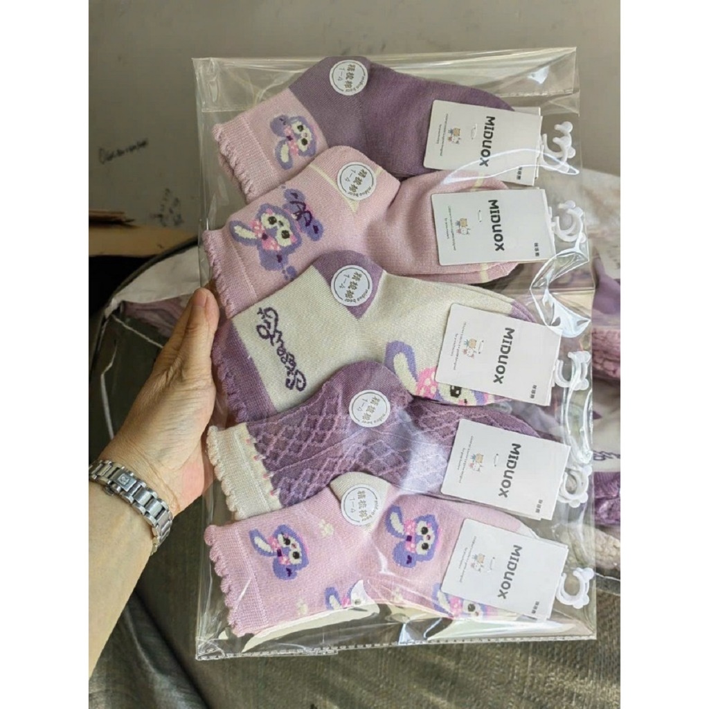 Sét 5 Đôi Tất Vớ Cotton Hình Thỏ Tím Xinh Sắn