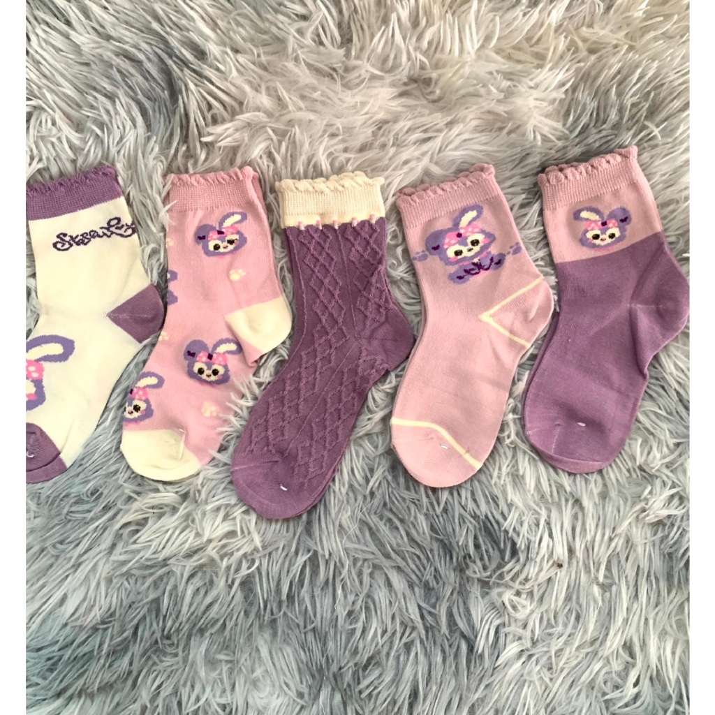 Sét 5 Đôi Tất Vớ Cotton Hình Thỏ Tím Xinh Sắn