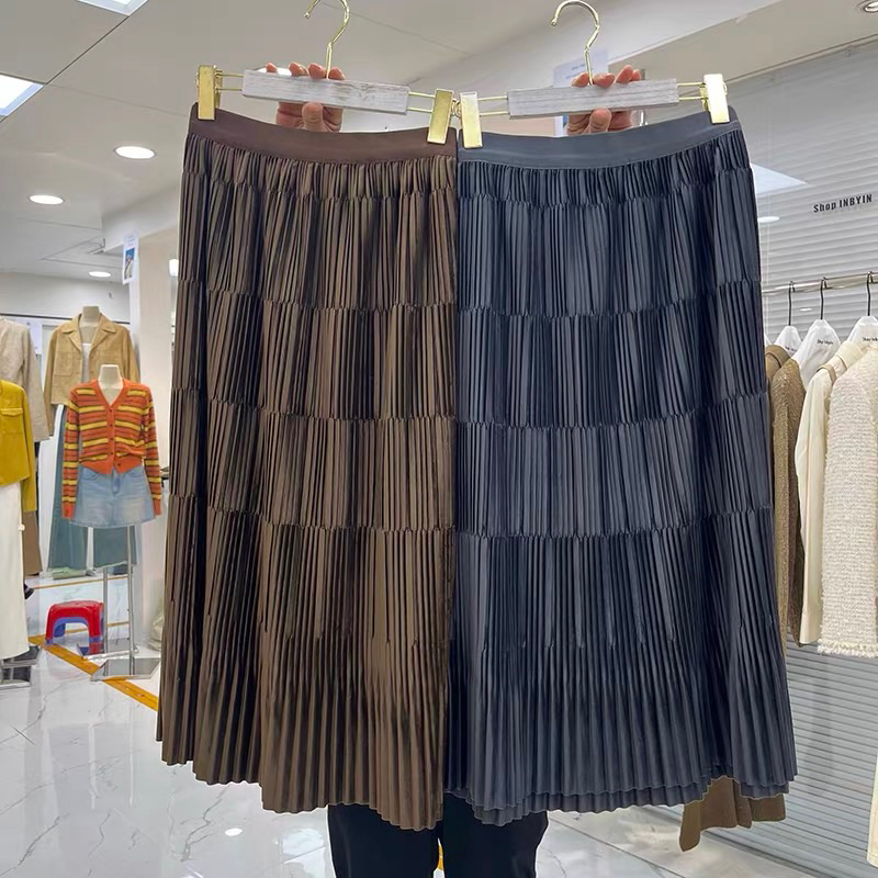 Chân váy nhung tầng xếp ly hàng Quảng Châu