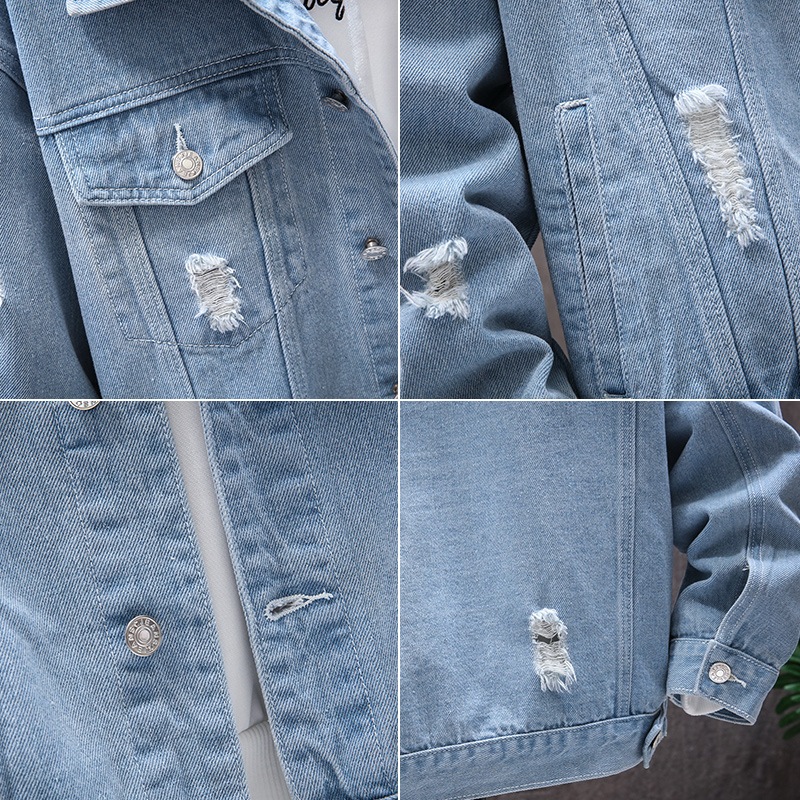 Áo khoác bò nam nữ form suông rộng áo khoác ngoài jean MIAA basic kaki unisex rách phong cách Hàn quốc trẻ trung