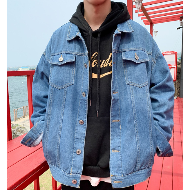 Áo khoác bò jean nam nữ form suông rộng MIAA basic unisex rách phong cách Hàn quốc trẻ trung