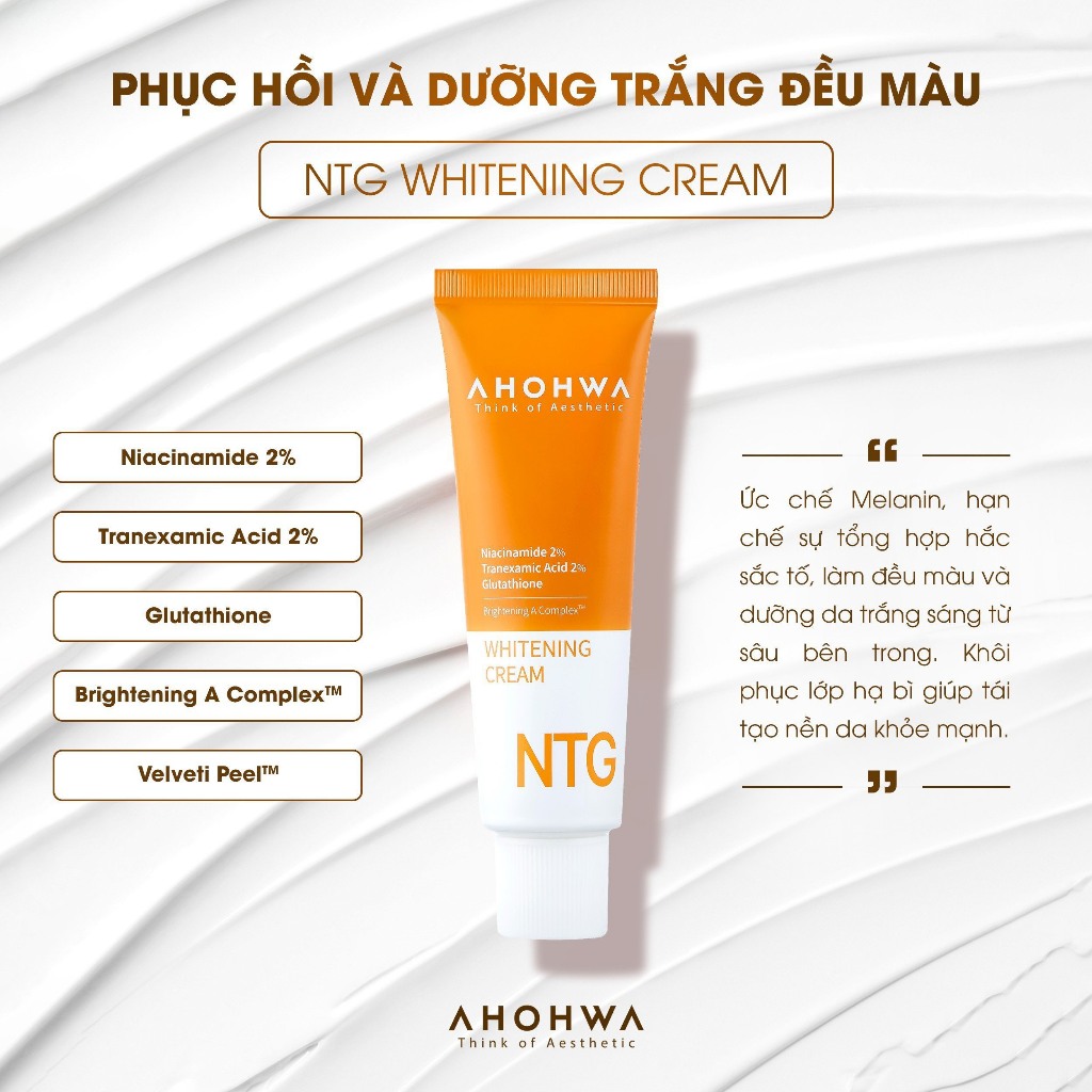 [Sample] Kem Dưỡng AHOHWA NTG Whitening Cream 3g - Mờ Thâm Nám, Dưỡng Trắng, Chống Lão Hóa, Cấp Ẩm