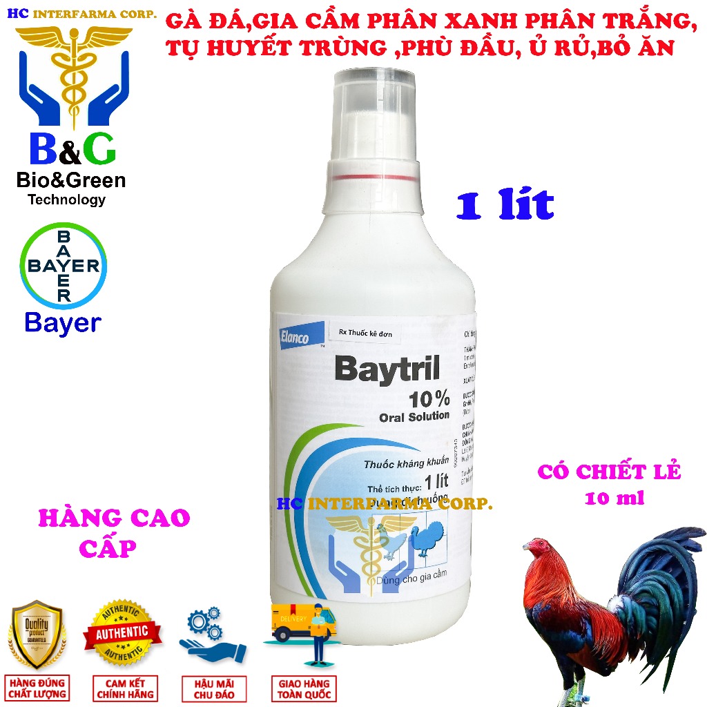 BAYTRIL 10 % CHIẾT LẺ 10 ml, 50 ml CHO GÀ ĐÁ.hàng chính hãng,quay video khi tách lẻ