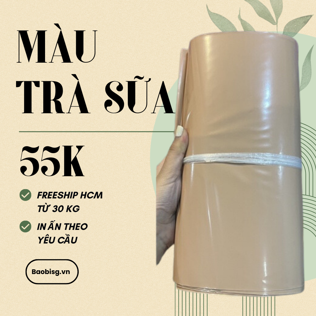 Túi gói hàng niêm phong, túi pe màu Trà Sữa có lớp keo dán siêu tiện lợi, hàng có sẵn nhiều size