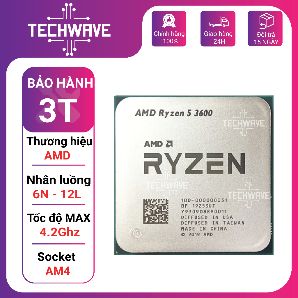CPU AMD RYZEN 5 3600  - SOCKET AMD AM4 - BH 3T