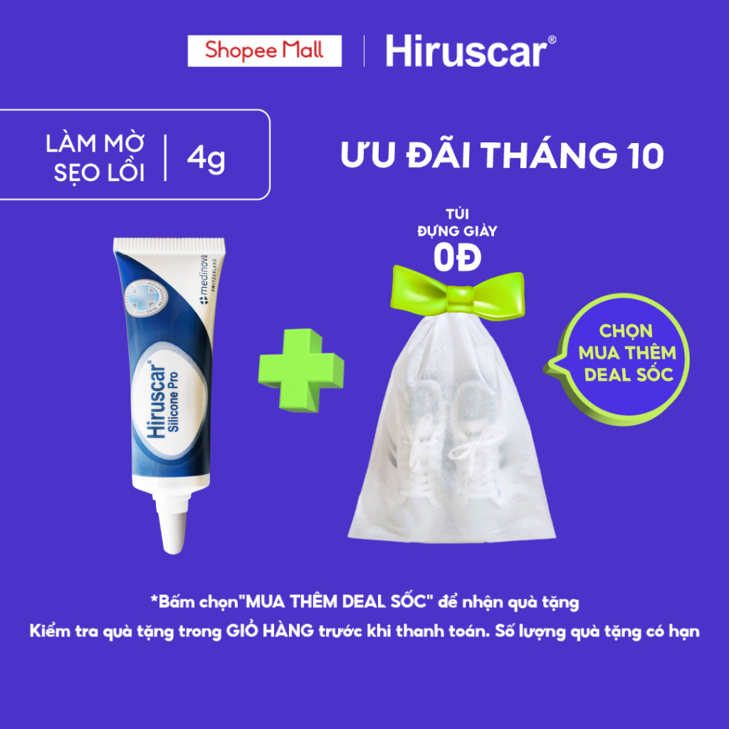 Gel xử lý sẹo mổ, to, lồi & phì đại Hiruscar Silicone Pro 4g