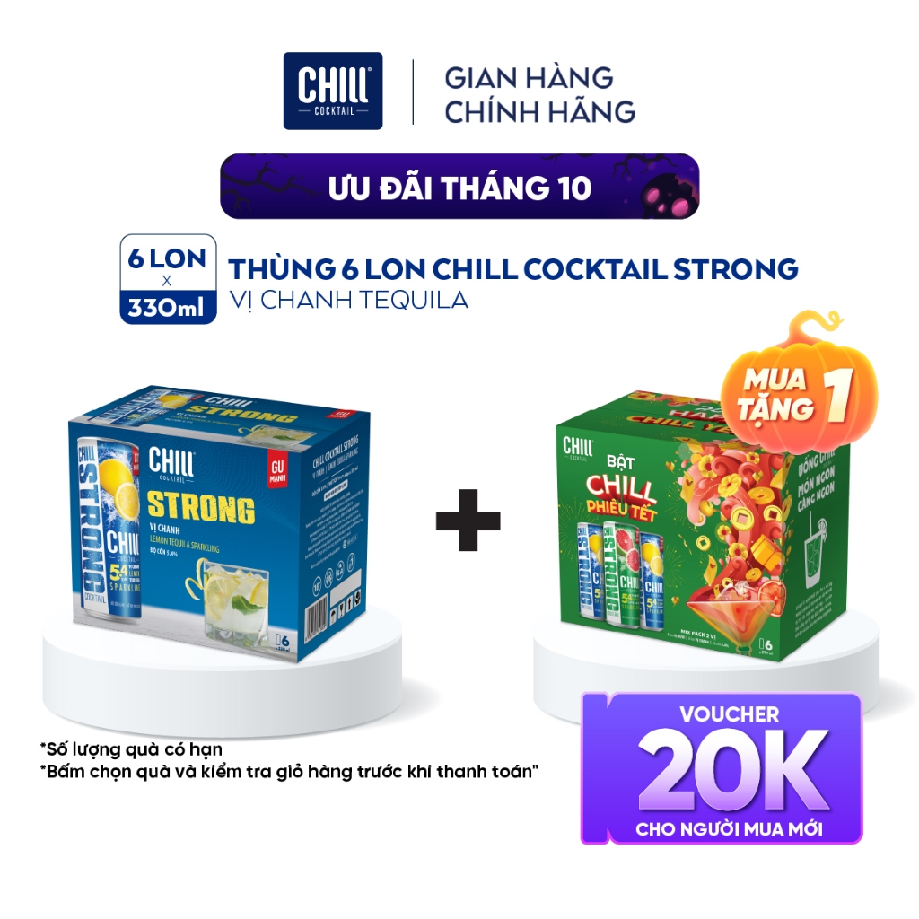Thùng 6 lon Chill Cocktail Strong vị Chanh Tequila (330ml/lon)