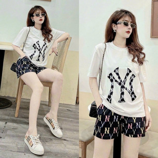 SÉT BỘ NỮ NGẮN COTTON PHỐI 3D CAO CẤP