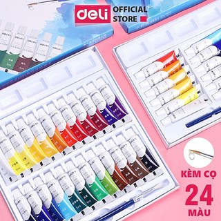 Màu nước chuyên nghiệp dạng tuýp 5ml 12ml Deli dành cho người mới bắt đầu - 12 màu/18 màu/24 màu - 73859 / 73860 / 73861