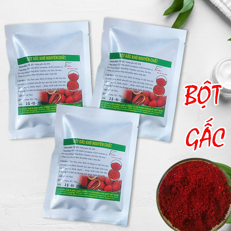 Combo 3 gói bột gấc 50g hàng loại 1 chuyên dùng nấu xôi gấc, làm bánh