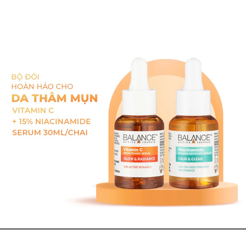 Combo serum ngừa mụn, giảm thâm và làm sáng da Balance Vitamin C và Niacinamide Serum 30ml/chai